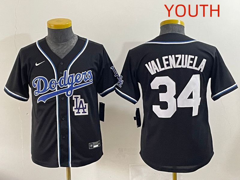Youth 2025 Los Angeles Dodgers #34 Valenzuela Black Three generations Fashion Nike MLB Jersey style 12->oklahoma city thunder->NBA Jersey